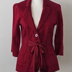 Dynamite Deep Red Belted Blazer Jacket